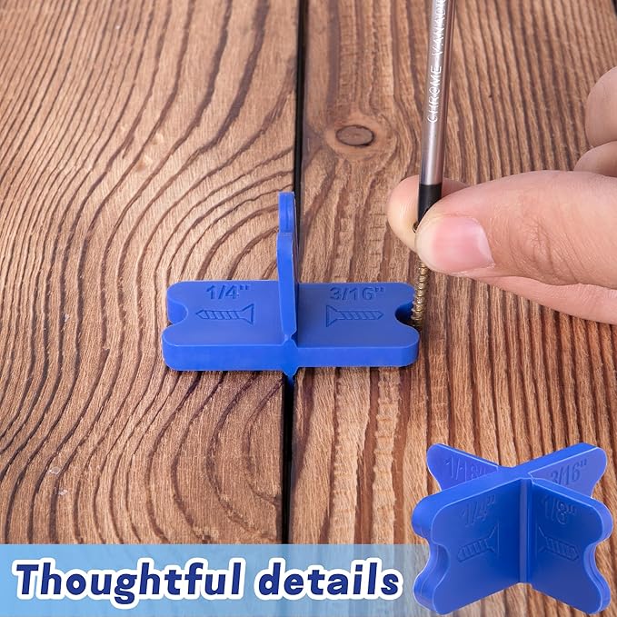 8 Pcs ABS Deck Spacer Tool,4 Thicknesses Deck Board Spacers(1/16", 1/8", 3/16", 1/4"),Blue Deck Spacers Assorted for Pressure Treated Composite Decking