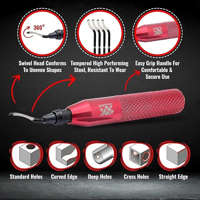 AFA Tooling - Deburring Tool & 2 Countersink Hand Reamers with 10 Blades - Works on Metal, Resin, PVC Pipes, Copper, Plastic and 3D Printed Edges - Plumbing & 3D Printing Burr Removal Reamer Tool