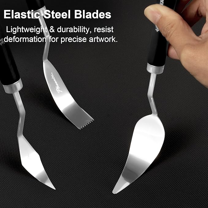 PHOENIX Flexible Palette Knife Set - 8 Stainless Steel Painting Knives with Gift Box, Art Knife with Wood Handle, Paint Spatula for Oil Acrylic Paint