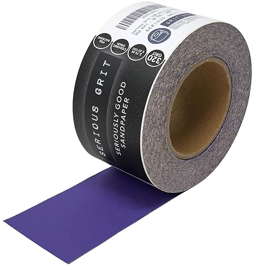 Serious Grit - 320 Grit Ceramic Grain PSA Sandpaper Roll - Heavy-Duty Stickyback Adhesive Longboard Sanding Roll - 2.75" x 20 Yard Continuous Sand Paper for Wood, Metal, Autobody, Paint, Air Sanders.