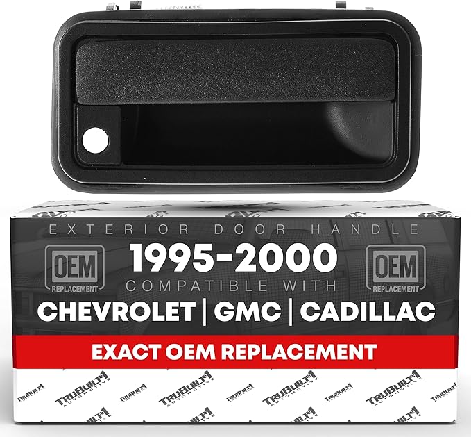 T1A Exterior Front Passenger Door Handle, Upgraded Metal - Compatible with 1995-2000 Chevrolet, GMC C/K 1500 2500 3500 Suburban Tahoe Yukon; 1999-2000 Cadillac Escalade - Textured Black - OEM 1574223