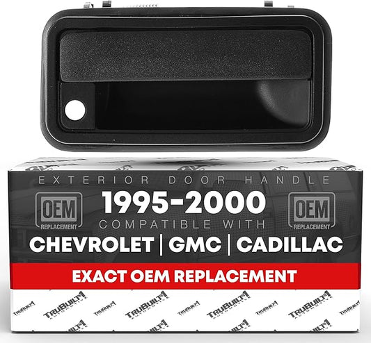 T1A Exterior Front Passenger Door Handle, Upgraded Metal - Compatible with 1995-2000 Chevrolet, GMC C/K 1500 2500 3500 Suburban Tahoe Yukon; 1999-2000 Cadillac Escalade - Textured Black - OEM 1574223