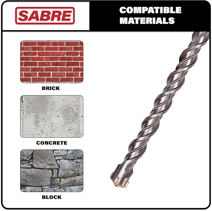 1-1/8 Inch x 18 Inch SDS Plus Rotary Hammer Drill Bit, Carbide Tipped for Brick, Stone, and Concrete (1-1/8" x 16" x 18")