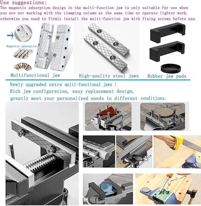 MYTEC Bench Vise or Table Vise, multifunctional jaw, multi-functional Combined Vise with Quick Adjustment, Universal Rotate 360째 Work Clamp-On Vise, 3.3" blue
