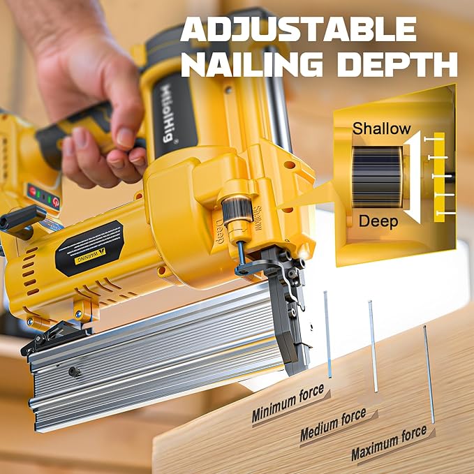 Cordless 2" Brad Nailer Compatible with Dewalt 20V Battery (No Battery), 2-in-1 Electric Nail Gun/Staple Gun, 18 Gauge Nail Gun Battery Powered with 1000 Nails for Wood Carpentry
