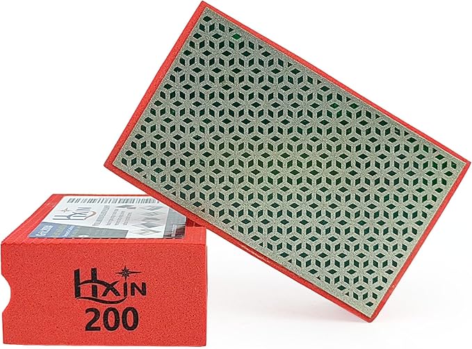 Diamond Hand Polishing Pad Diamond Sanding Block Foam Backed Diamond Sponge Sanding Pads for Wet or Dry Grinding polishing for Granite Marble Stone Tile Glass Ceramic (1, 200# Cubic)
