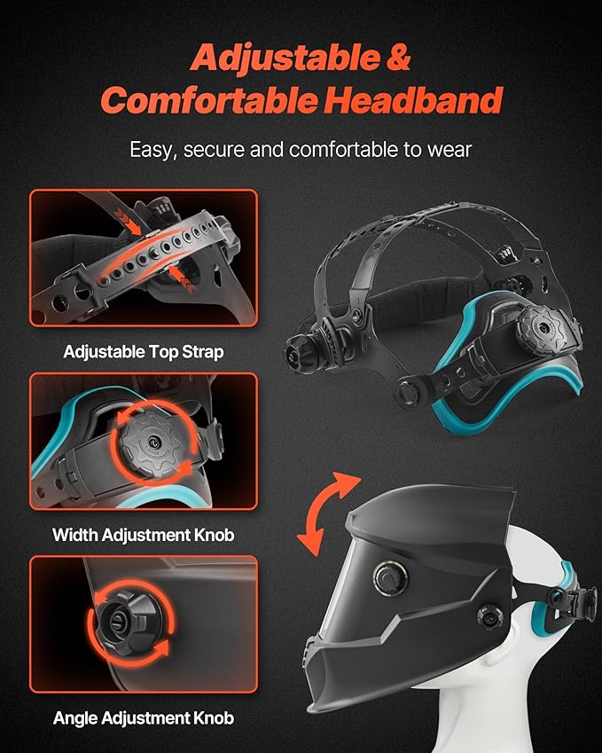 VEVOR Welding Helmet Auto Darkening, 3.94" x 2.34" True Color Welding Hood, Solar-Powered Welder Mask with 4 Arc Sensors, Wide Shade 4/5-9/9-13 for TIG MIG ARC Weld Grinding Cutting - METIS Series