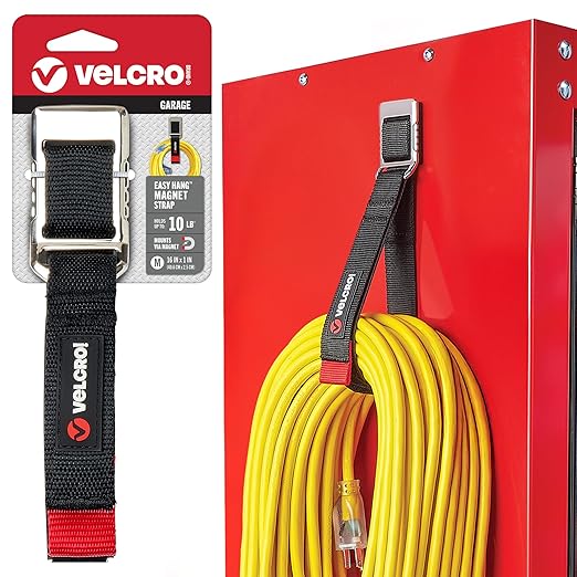 VELCRO Brand Magnetic Straps ??Reusable Cord, Hose & Tool Organizer for Metal Surfaces, Valentine Gifts for Men - EASY HANG Garage, Workshop, RV Storage - Medium 16in x 1in