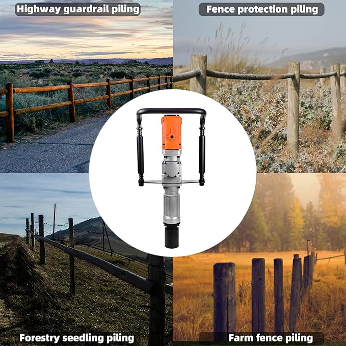 2200W Electric T Post Driver ??110V Handheld Pile Driver Hammer for Fence Post, Farm, Construction Site with 55mm, 70mm pile sleeve, Ideal for Metal Fencing, Landscaping, and DIY Projects