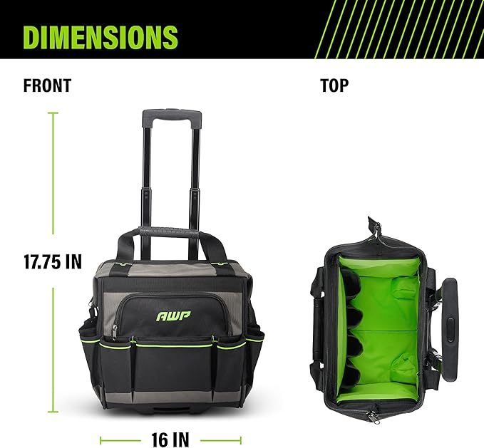 AWP Tool Bags, Premium Tool Bag, Black, Durable Tool Tote, for Professionals and Contractors