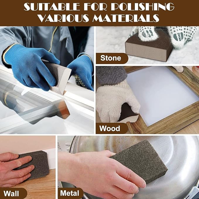 16Pcs 80 Grit Sanding Blocks, Jamiikury Coarse Sanding Sponge Washable and Reusable, Wet Dry Sandpaper Sponge for Wood Metal FurniturePaint and Drywall
