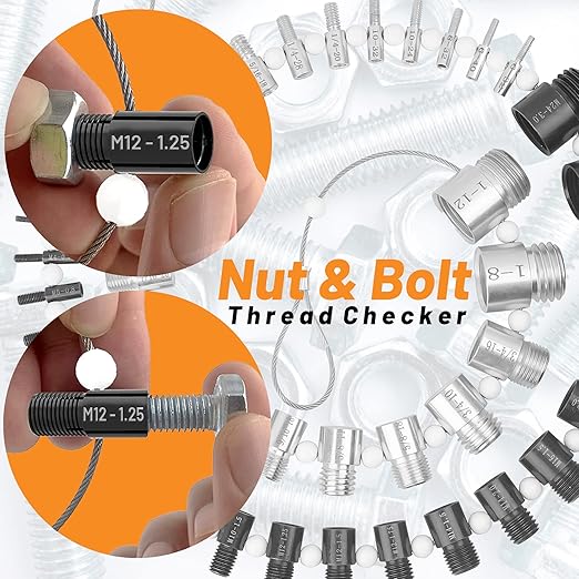 Nut and Bolt Thread Checker ??High Speed Steel Thread Checker Standard and Metric ??Complete SAE Male Female Gauge ??Accurate Measurements