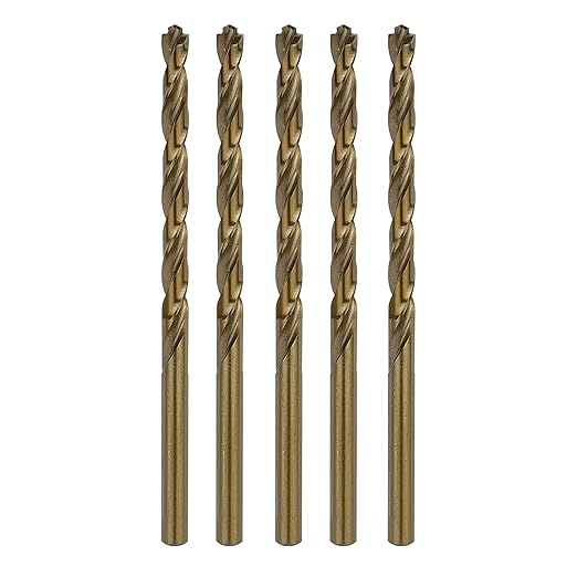 3/16 Inch Cobalt Drill Bit Set 5pcs Heavy-Duty Metal Drill Bits for Steel, Hard Metal, Cast Iron (3/16" x 3-1/2")