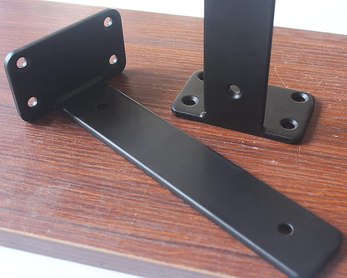 24 Pack - 8 inch Black Hidden L Shelf Bracket (1/5 Inch Thicked) Iron Floating Shelf Brackets Rustic Industrial Metal Brackets for Shelf Support