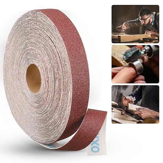 Emery Cloth Roll,60 Grit Continuous Sandpaper Roll 1" x 82 Feet Sandpaper Roll for Wood Furniture Finishing Metal Sanding Automotive Polishing
