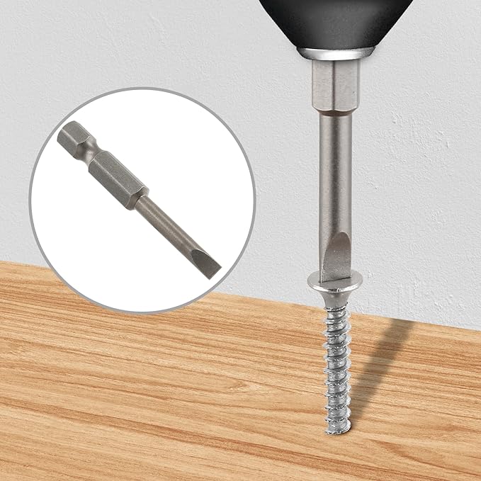 10 Pcs SL4.5 Magnetic Slotted Screwdriver Bits S2 Steel Flat Head Screwdriver Bits with 1/4 Inch Hex Shank, 2 Inch Length