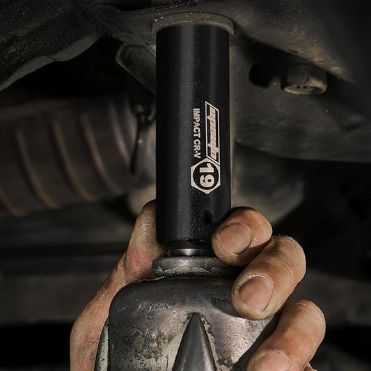 EPAuto 1/2-Inch Drive Metric Deep Impact Socket Set, Cr-V, 6 Points, 11 Sockets
