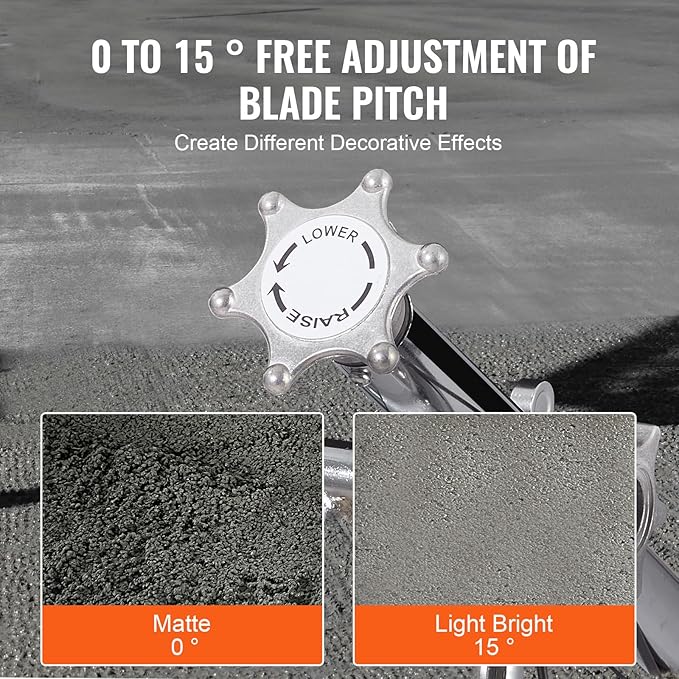 VEVOR Power Trowel, 38??Walk-Behind Cement Trowel with Float Pan, 6HP Gas-Powered Smooth Concrete Surface Finisher, Heavy Duty Commercial Screed Concrete Cement with Finishing Blade, Orange