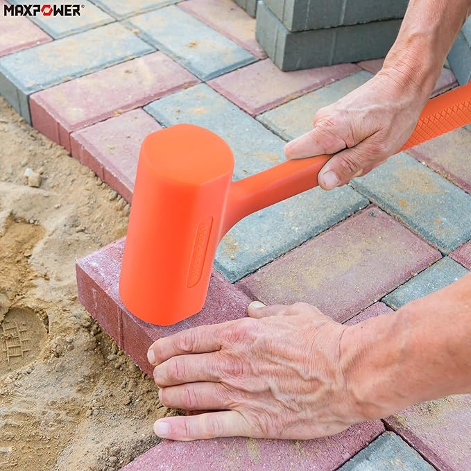 MAXPOWER Dead Blow Hammer, 5 LB dead Blow Mallet with Checkered Grip Handle, Spark and Rebound Resistant - Orange