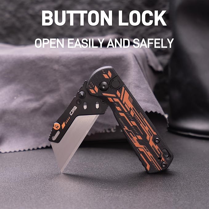 CJRB Boxer EDC Folding Utility Knife, Small Pocket Knife with G10 Handle, Includes 10PCS Total Blades(J1967 Mech Black)