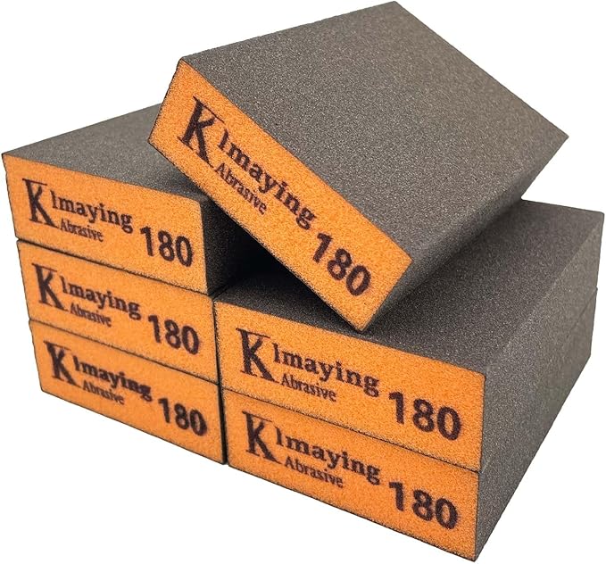 Sanding Sponge, 180 Grit Assortment Sanding Block, Wet and Dry Dual-use Sander Sponges for Drywall Metal, Sandpaper Sponge for Wood, Washable and Reusable