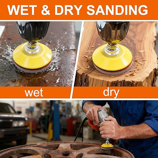 64 PCS 2 Inch Sanding Disc Pad,Hook and Loop Sanding Pads 2500 Grit Wet Dry Sponge Sandpaper with 1/4??Shank for Drill Sanding Grinder Rotary Tools Curved Surface Polishing and Sanding