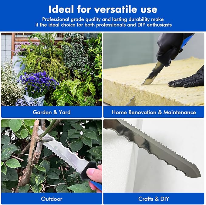 Stainless Steel Insulated knife: 11.14-inch sharp blade, Double Side Sod Cutter Lawn Repair Utility with Nylon Sheath (8)