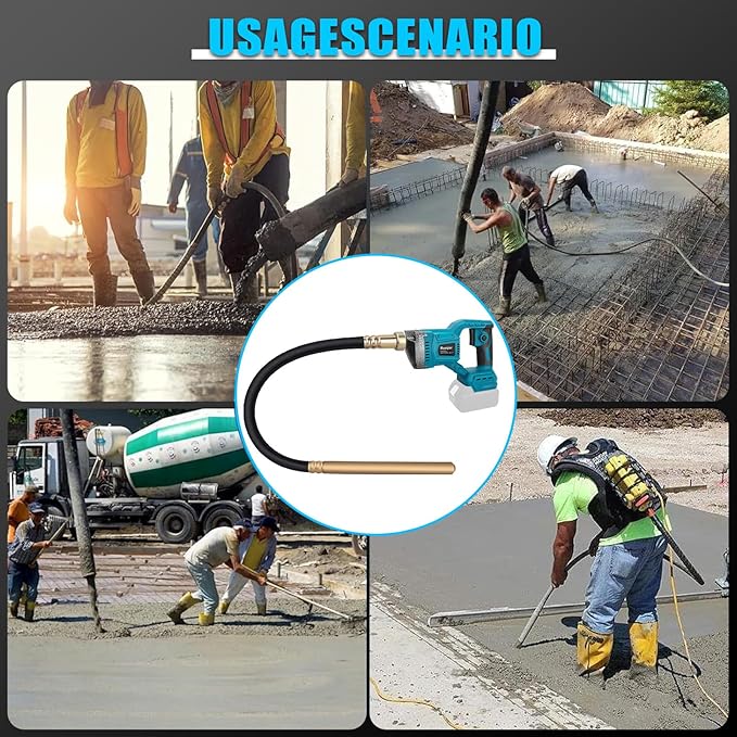 Handheld Concrete Vibrating Tool Compatible with Makita 18V Battery, 600W Cordless Concrete vibrator with 3.8FT Shaft Rod 5,500VPM Portable Pencil Cement Vibrarator Remove Air Bubble(No Battery)