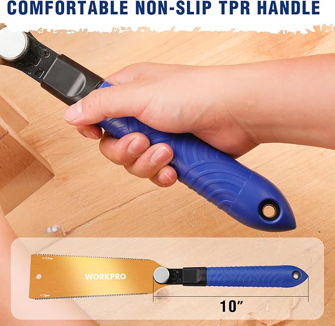 WORKPRO 8 Inch Japanese Pull Saw, Double-Edged Hand Saw for Wood Cutting with 7-9&18 TPI, SK5 Flexible Blade Flush Cut Saw with Non-Slip TPR Handle, Perfect Woodworking Tool Gift