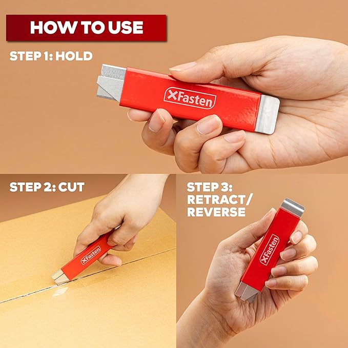 XFasten Flat Box Cutter Retractable Bulk 24-Pack Slim Utility Knife Retractable with Single Edge Razor Knife Blade Scraper, Portable Mini Box Cutter Bulk for Cardboard, Vinyl, and Paper Letter Opener