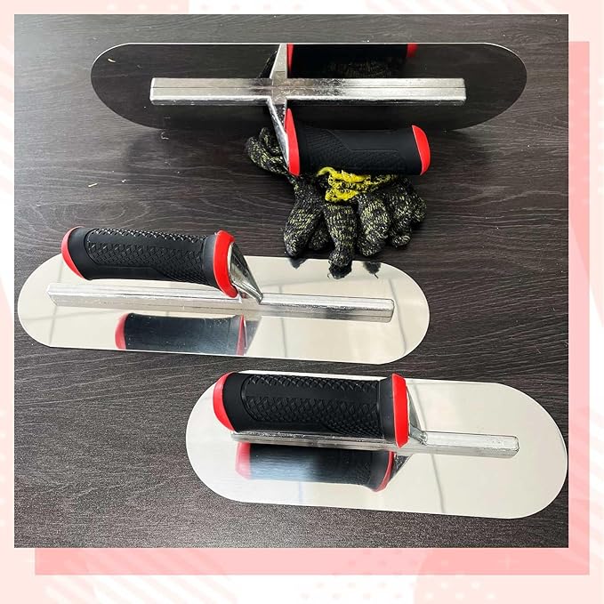 3 Pack Pool Trowels, 0.7mm Thickness Stainless Steel Concrete Tools Set (16?쓝5" & 14"x4" & 11"x4"), Flat Finishing Cement Drywall Plastering Masonry Construction Hand Kit
