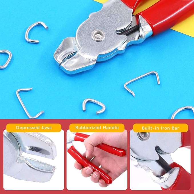 Hilitchi 360Pcs Galvanized Hog Rings with Straight Hog Ring Pliers and Protective Gloves Set Professional Upholstery Installation Tool for Bungee Shock Cords Animal Pet Cages Bagging and More
