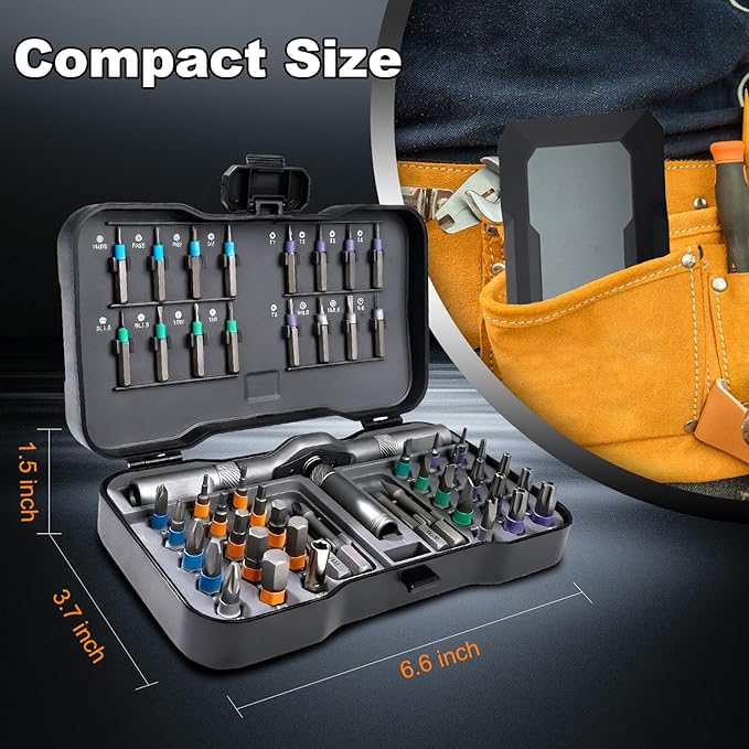 52 In 1 Magnetic Screwdriver Set, Ratcheting Screwdriver Set with Detachable Handle, Multi Magnetic Bits, Portable Repair Tools for Car, DIY, PC, Electronics, Bicycle