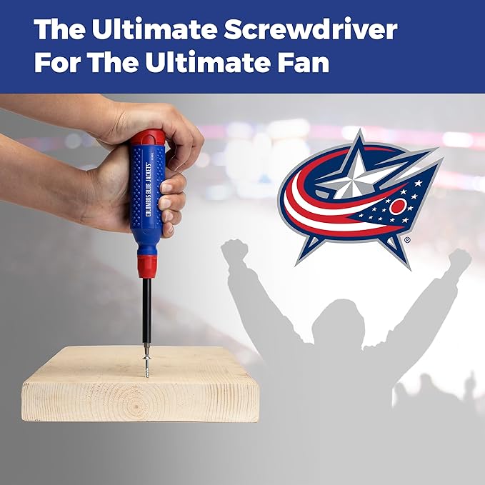 MEGAPRO짰 NHL짰 Team Edition Multi-bit Screwdriver | Officially Licensed NHL짰 Gear | Durable, Ergonomic, Pro-Grade Screwdriver (Columbus Blue Jackets짰)