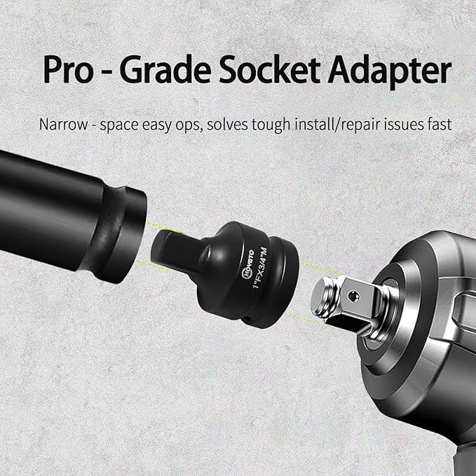1" to 3/4" Heavy-Duty Impact Adapter | Chrome Molybdenum Alloy (Cr-Mo) Steel | Industrial Rotation Converter for Large-Scale Systems