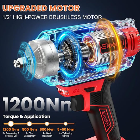 New Upgrade 3-in-1 Impact Wrench, High Torque 900 Ft-Lbs (1200 Nm) 21V MAX 1/2" Brushless Impact driver, 5500 RPM | 3-in-1 Set with Sockets ??Drill ??Screwdriver | Impact drill for Truck RV Car & Home