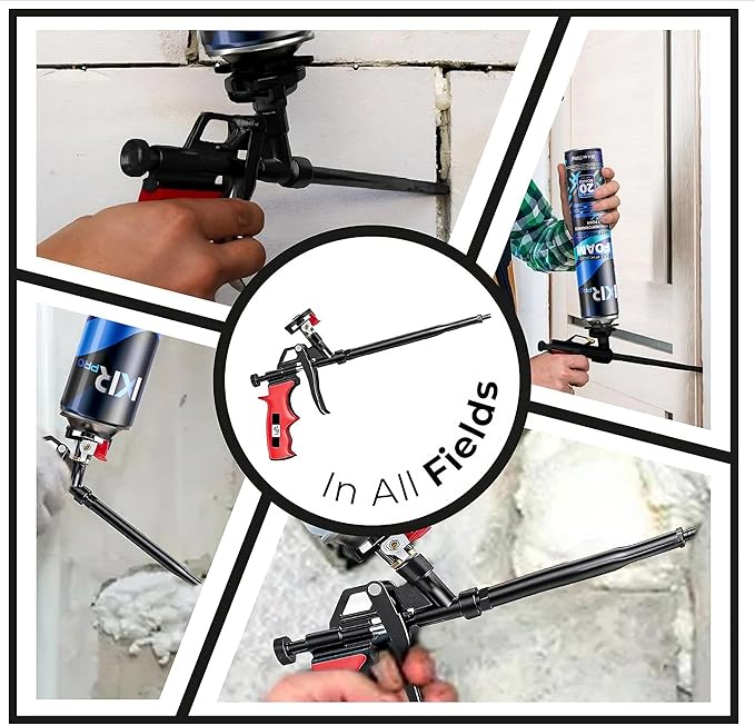 Luft Professional Expanding Foam Spray Gun (1 Insulation Guns + 9 Extenders) PU Insulating Applicator Heavy Duty Metal Body Dispensing Foam Gun Suitable for Caulking, Filling, Sealing (1 Pack)