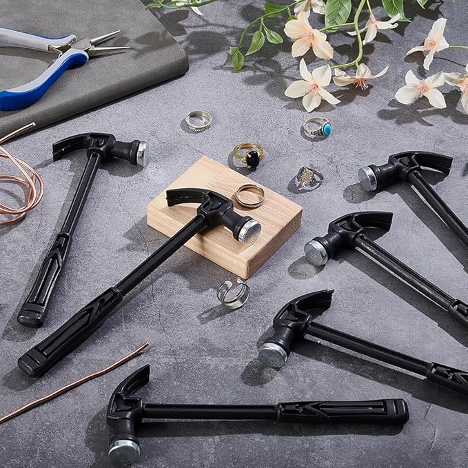40Pcs Small Household Hammer, 7.3 Inch Mini Plastic Claw Hammer Small Household Tool Black Mini Rubber Mallet With Claw for Craft DIY Woodworking Nail Puncher Emergency Escape