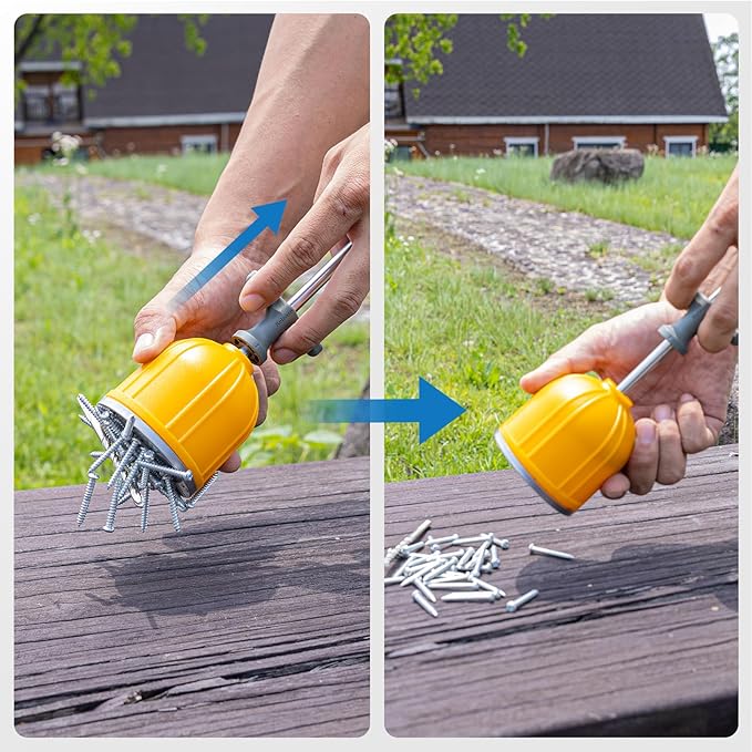 Magnetic Pickup Tool, 10LB Heavy Duty Magnet Stick with Handle, Extendable Magnet Wand for Nails, Screws & Metal Objects, Strong Magnetic Tool for Mechanics, Handyman, Garage & Home Use(Yellow)