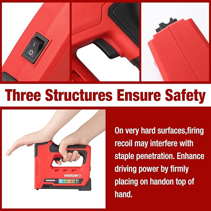 Arrow Electric Staple Gun, 5 in 1 Cordless Staple Gun for Upholstery with 3000Pcs Staples and Nails, 3.6V Rechargeable Heavy Duty Band Nailer with Staple Remover, for Wood, Home, DIY, ET501C