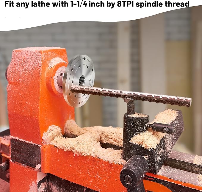 6" Steel Wood Lathe Faceplate,Faceplate for Wood Lathe,Lathe Face Plate Fit for 1-1/4" x 8TPI Spindle with Screwchuck