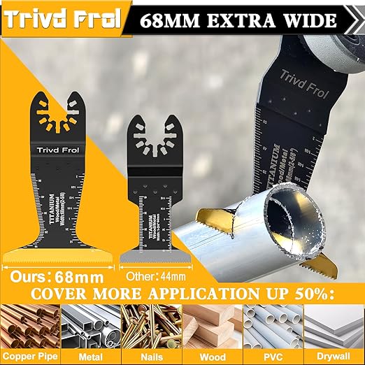 25 PCS Titanium Oscillating Tool Blade Metal Cutting, Universal Multi Tool Blades for Metal Nails Wood Plastic and Hard Material, Oscillating Saw Blades Fit Dewalt Milwaukee Ryobi