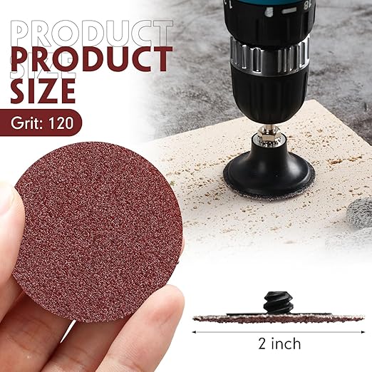 Newwiee 150 Pieces 2 Inch Sanding Discs 120 Grit Roll Lock Die Grinder Sanding Disc for Surface Prep Strip Grind Polish Finish Burr Rust Paint Removal Red