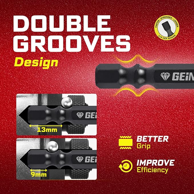 6Pcs Diamond Coated Impact Screwdriver Bit Set, 6 Inches #2 Phillips Power Driver Bits, Magnetic S2 Steel PH2 Screwdriver Bits Set with Tubes Package