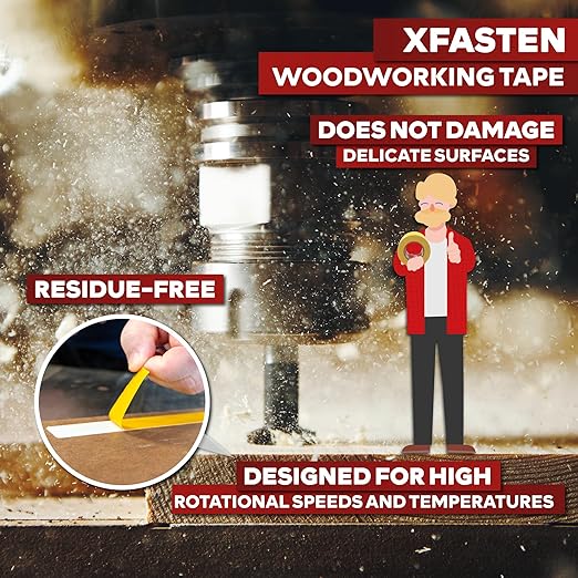 XFasten Double Sided Woodworking Tape w/Yellow Backing 2.5 Inches x 30 Yards