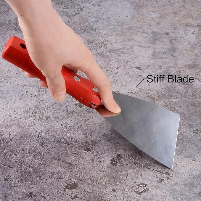 uxcell Putty Scraper 1" Stainless Steel Putty Knives Wooden Handle for Drywall Puttying