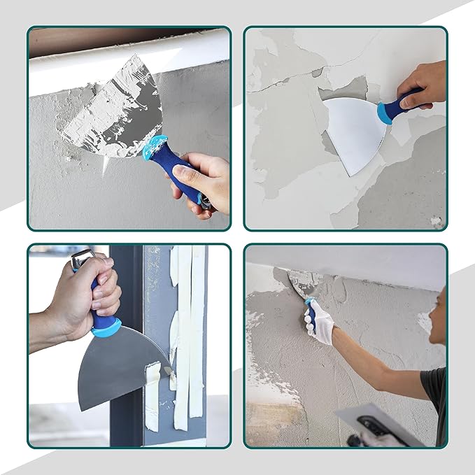 Bates- Putty Knife, 6 Inch, Carbon Steel, Flexible, Metal Scraper with Hammer End, Spackle Knife, Drywall Spackle, Metal Paint Scraper Tool, Putty Knife Scraper, Wall Scraper, Putty Scraper