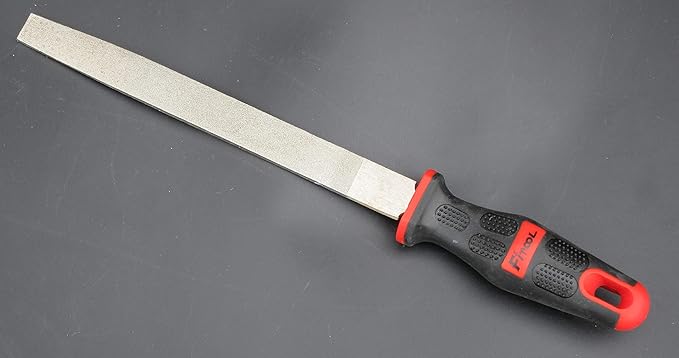 8-Inch Diamond Coated Flat File, Medium #150 Grit, for Glass, Tile, Ceramic and Stone, Granite, Marble, Concrete, Big Comfort Massage Handle Grip, Total Length 12.4-Inches, Glass Ceramic Tile File