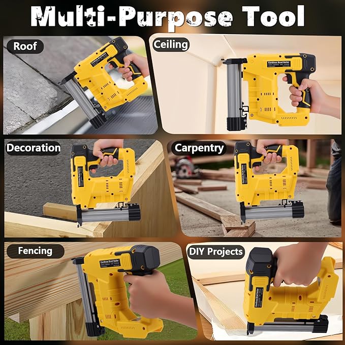 Cordless 2 in 1 Brad Nailer & Staple, Battery Powered, Compatible with De W alt 20V (No Battery), 18 Gauges, Combo Single Mode, Safety Pin, Includes 400 Nails