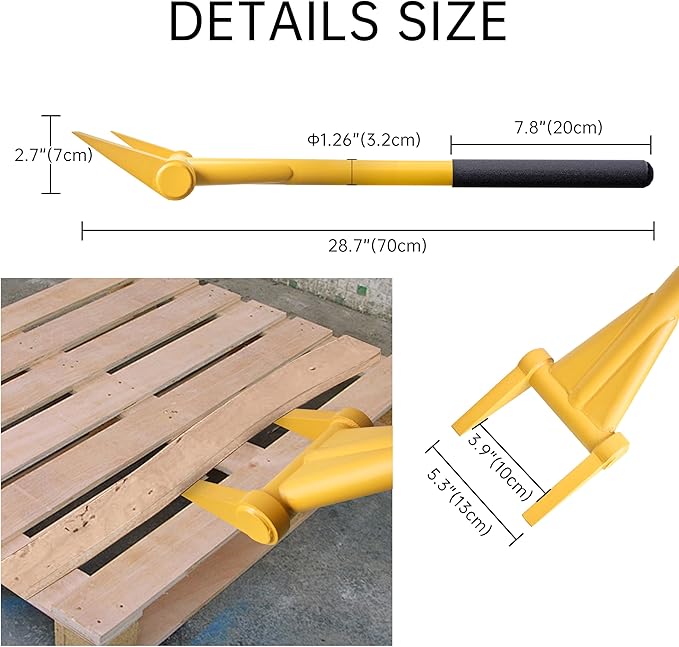 Upgrade ZOOKASEA Pallet Buster 28" with Handle, Heavy Duty Deck Board Removal Tool,Non-Slip Pry Bar Breaker for Flooring, Framing, Roofing and Construction, Yellow